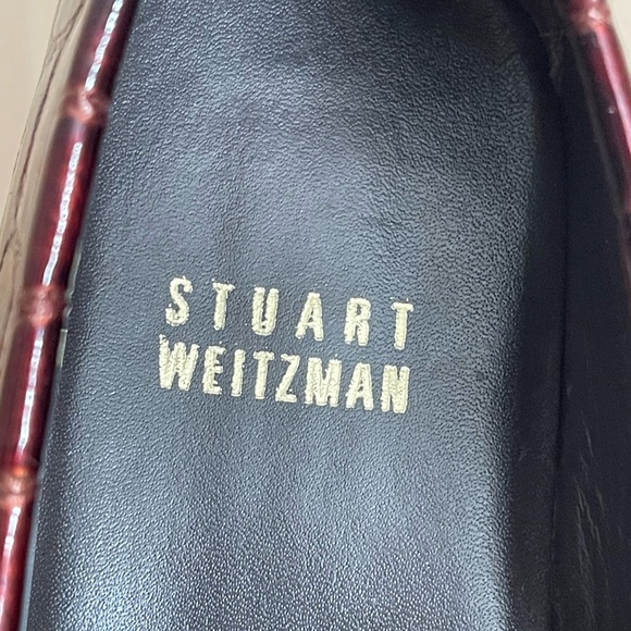 STUART WEITZMAN Maroon Leather
Crocodile Embossed Loafers with Buckle. Size 5.5M - Picture 13 of 13